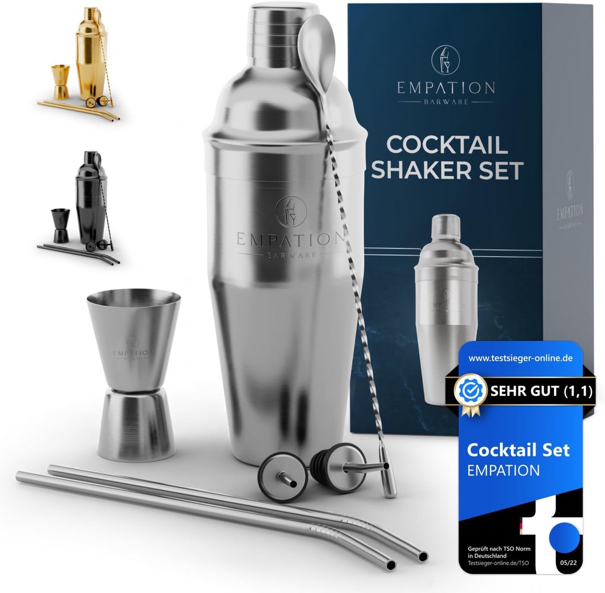 7-delige cocktailset - minimalistische cocktailshaker voor beginners en professionals