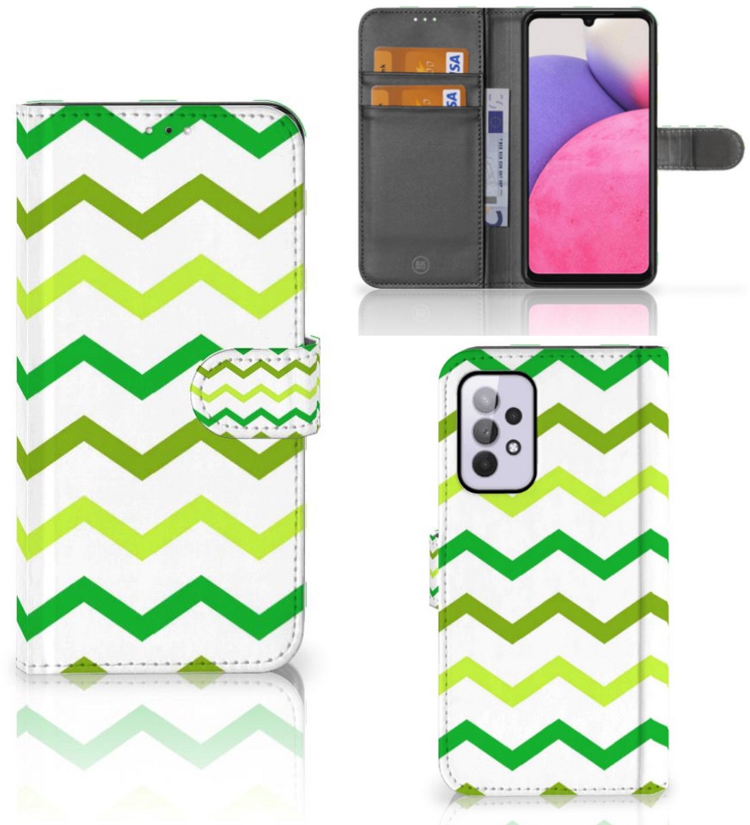 Samsung Galaxy A33 5G Telefoon Hoesje Zigzag Groen