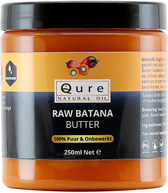 Batana Oil - Butter 250ml | Biologisch | 100% Puur & Onbewerkt | Raw Batana Oil uit Honduras | Huidolie en Haarolie