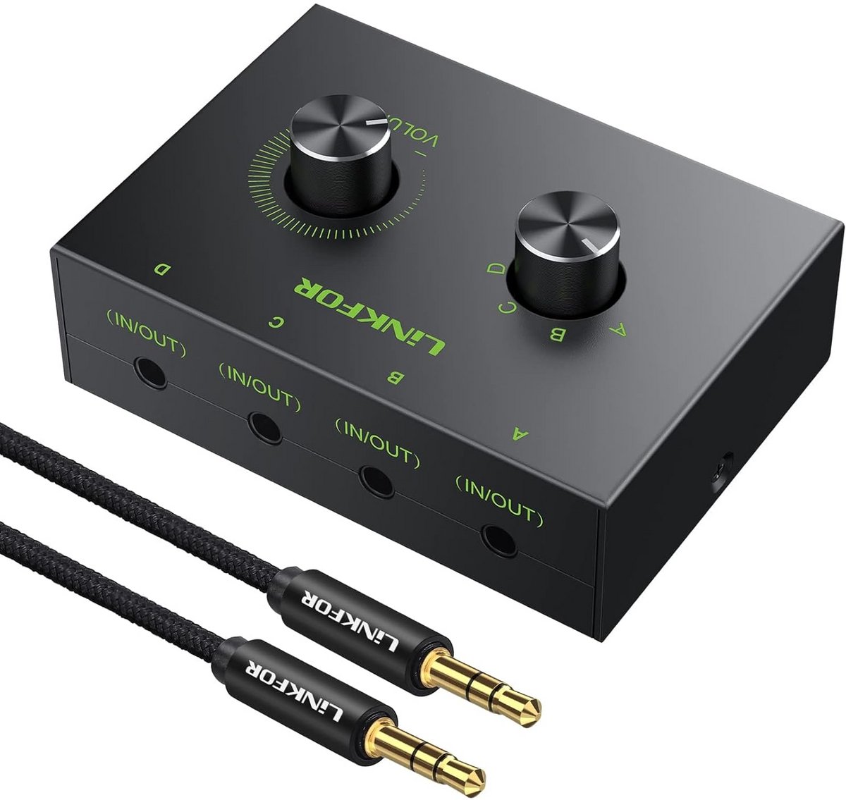 4-poort 3.5mm Stereo Audio Switcher - 1 In 4 Uit of 4 In 1 Uit