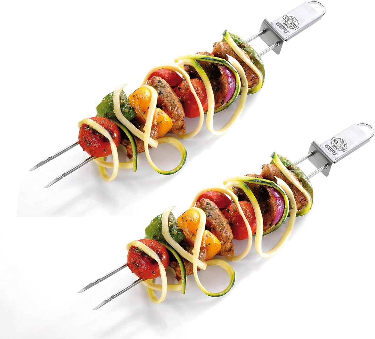Set van 2 Schasliek-Spiesen van Roestvrij Staal voor Tafelgrill
