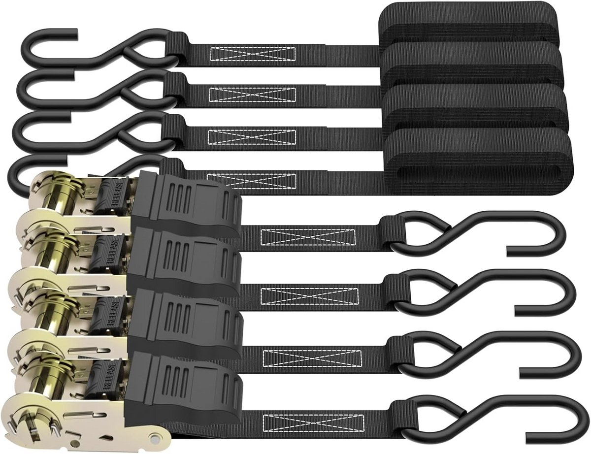Spanbanden met Ratel 4-Pack - 2,5 cm x 6 m, 1000 kg Capaciteit voor Transport