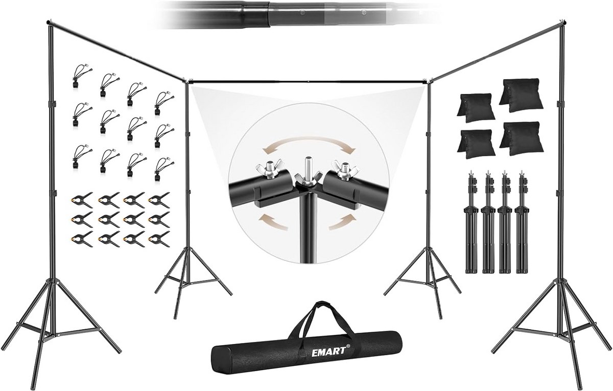 Fotobackground Standaard 9 x 2,1m met 308° Rotatiesysteem voor Fotostudio