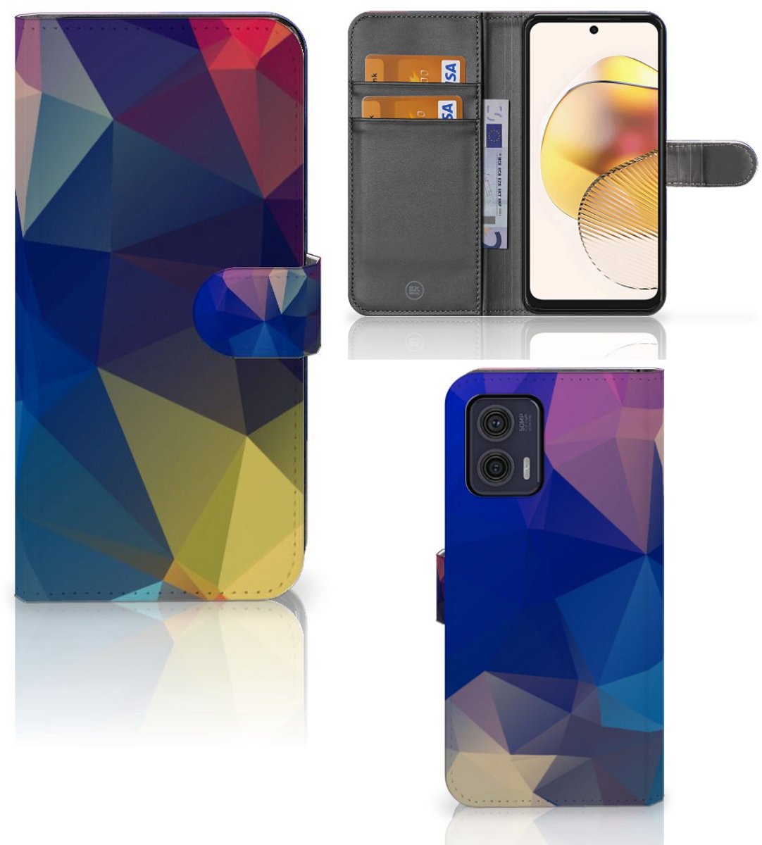 Boekhoesje voor Motorola Moto G73 Book Case Polygon Dark