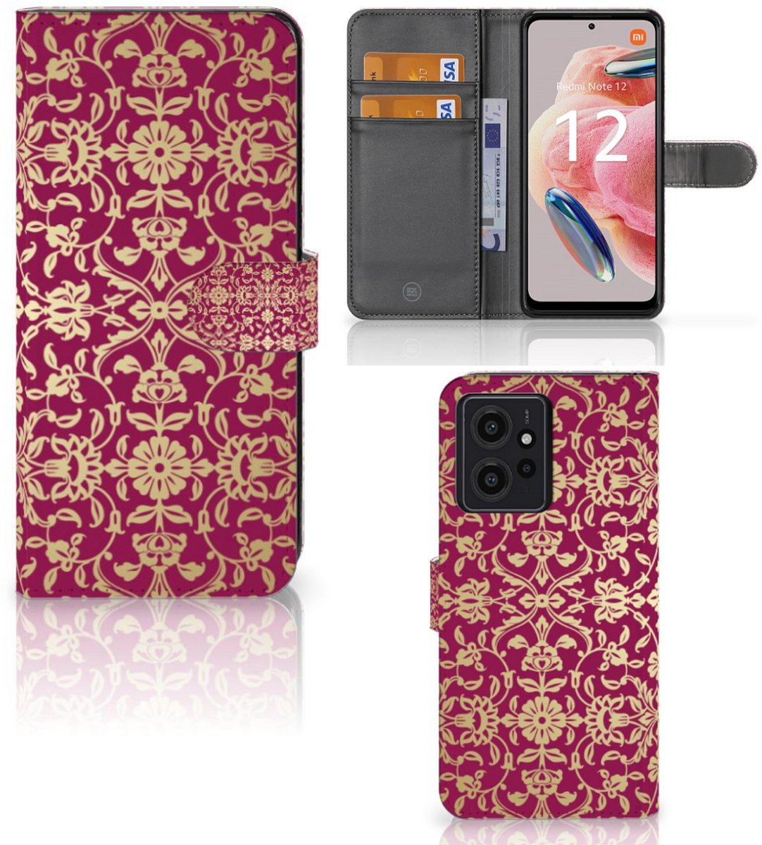 Wallet Case Xiaomi Redmi Note 12 4G Barok Pink