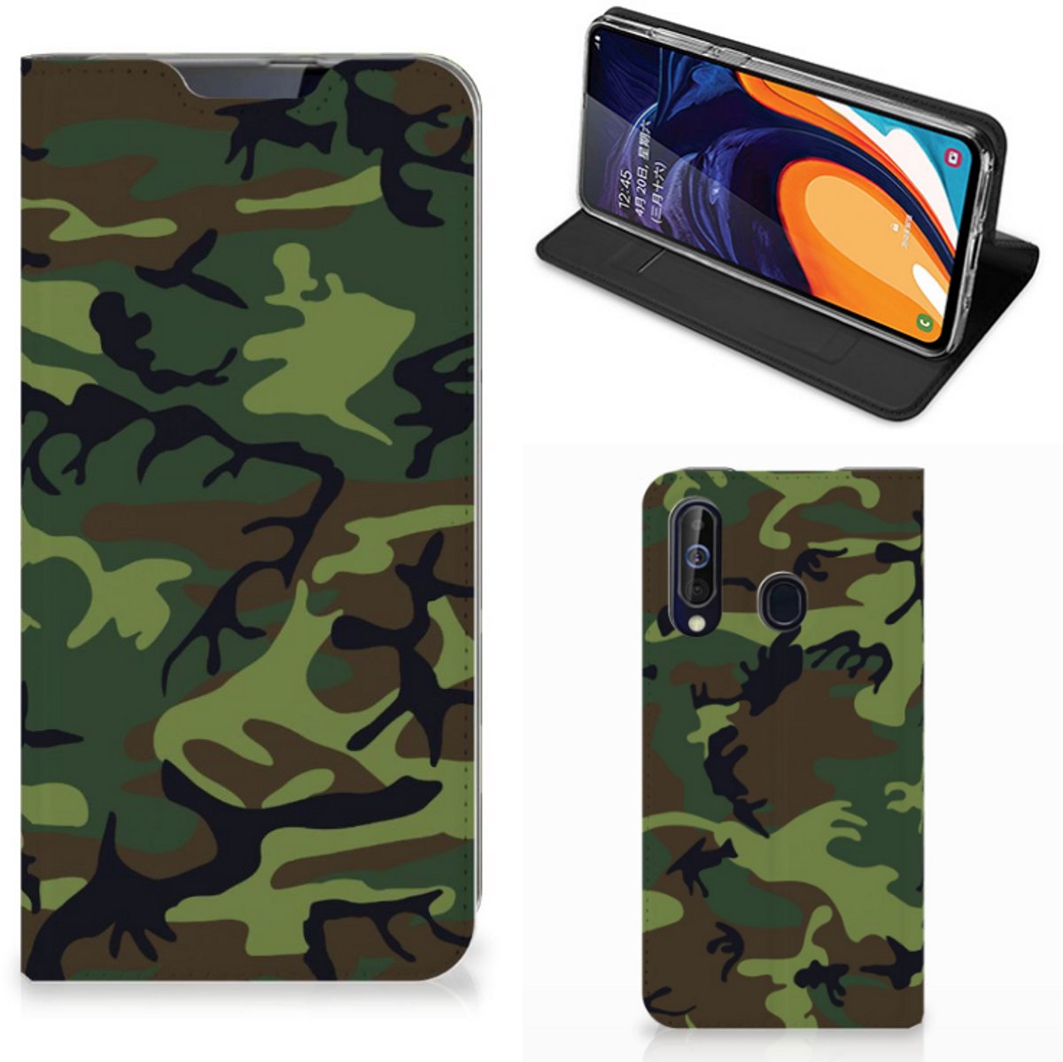 Standcase Hoesje voor Samsung Galaxy A60 Hoesje met Magneet Army Dark