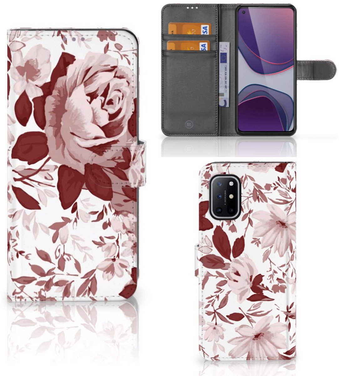 Book Case voor Hoesje OnePlus 8T Watercolor Flowers