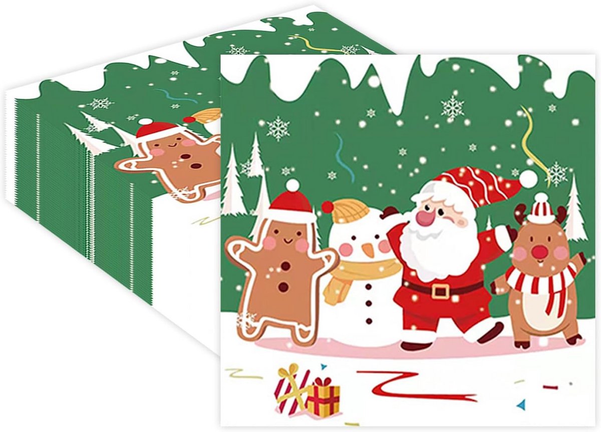 Servetten voor Kerstmis - 20 Stuks - Decoratieve Groene Kersttafeldecoratie - 33 x 33 cm