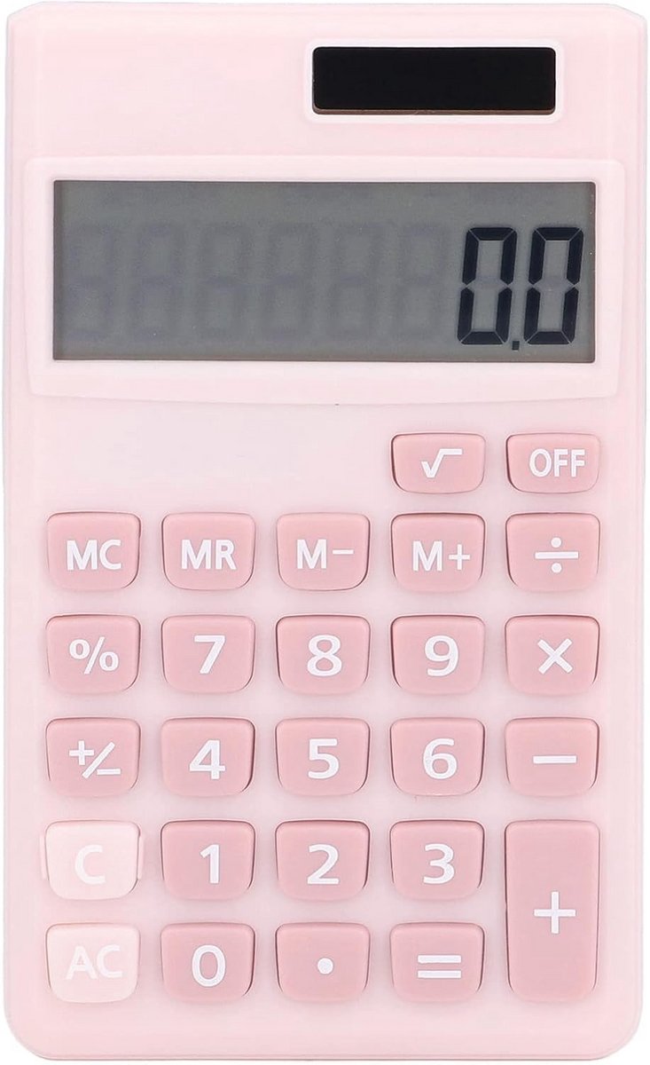 Compacte Rekenmachine met 8-bits Display voor Kantoor en Huishouden - Roze