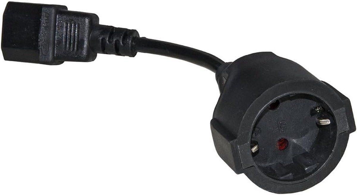 Krachtadapter Kabel - Duits Schuko-stopcontact bus - IEC C14-stekker, 15 cm