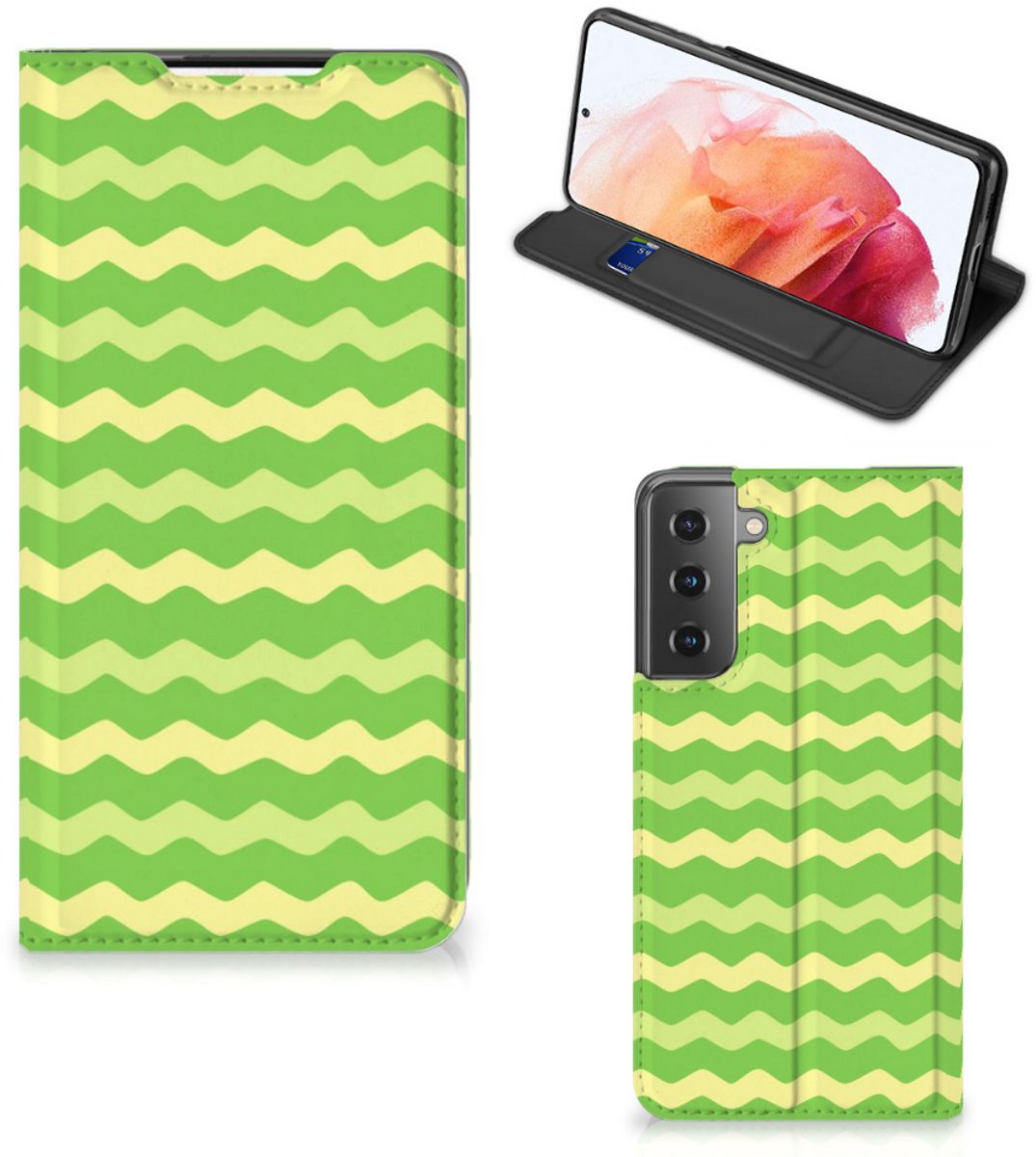 Samsung Galaxy S21 Hoesje met Magneet Waves Green