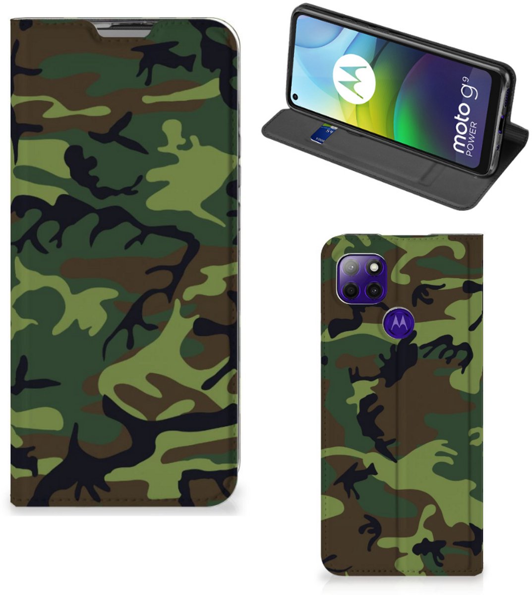 Motorola Moto G9 Power Hoesje met Magneet Army Dark
