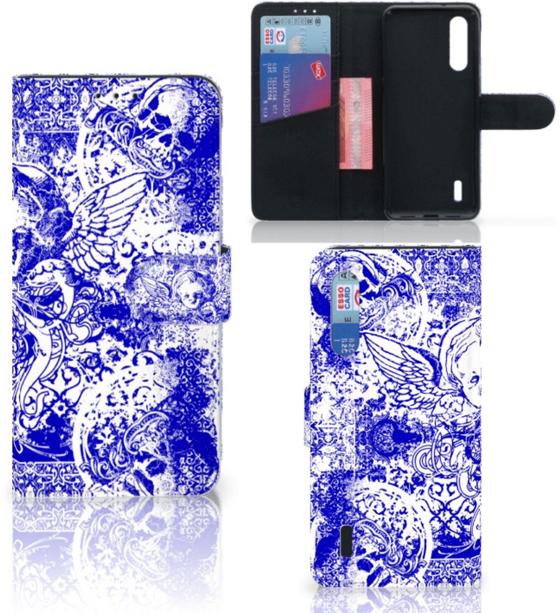 Telefoonhoesje met Naam Xiaomi Mi 9 Lite Angel Skull Blauw