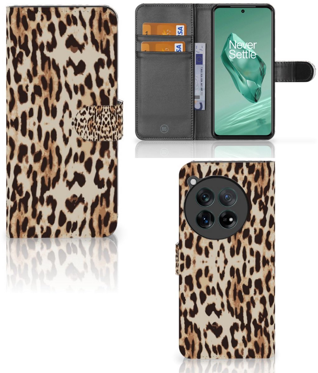 OnePlus 12 Telefoonhoesje met Pasjes Leopard