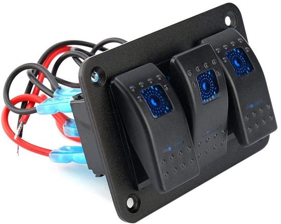3 Position Rocker Panel Mount Led Switch 3 Bands Rocker Switch Panel 12-24V met LED Licht voor Voertuigen en ...