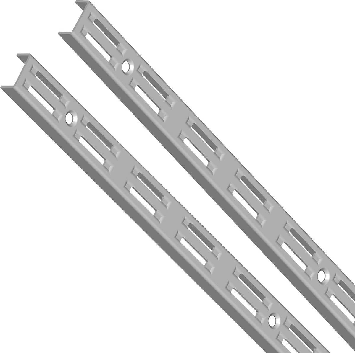 Stabiele Ophangrails voor Wandplanken - 50 cm, Wit Aluminium, 2 Stuks