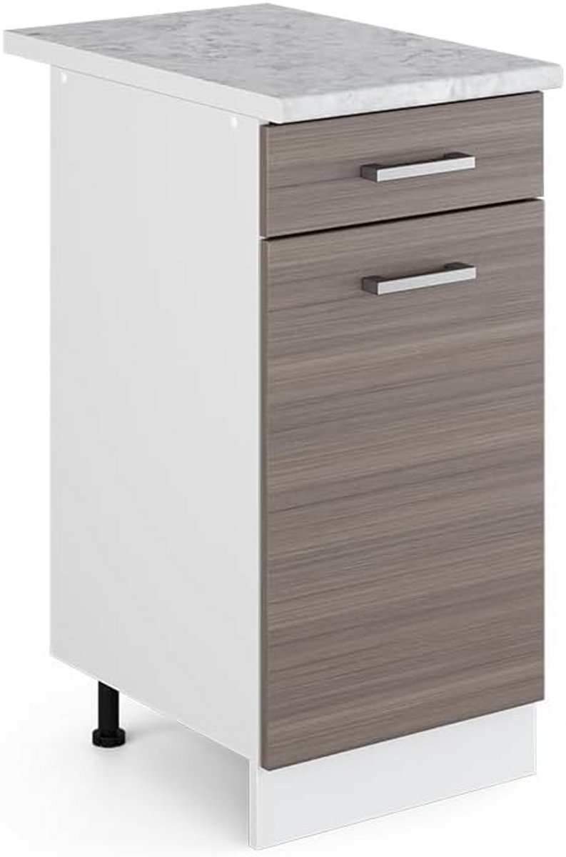 Moderne Keukenunit met Onderkasten en Werkblad in Antraciet en Wit