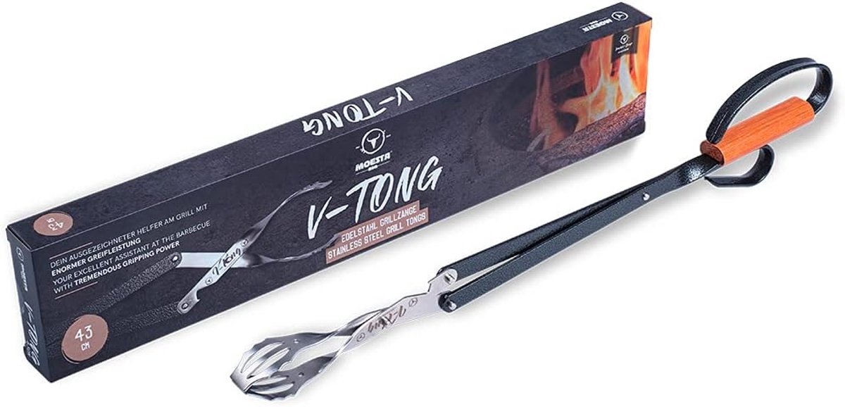 Grilltang V-Tong 43 cm - multifunctionele serveertang met houten handvat