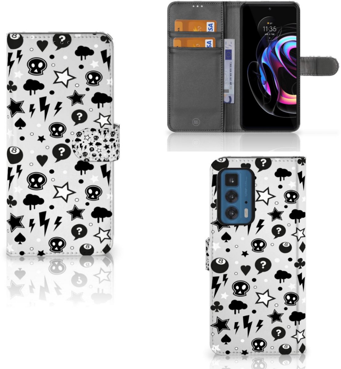 Book Case voor Telefoonhoesje met Naam Motorola Edge 20 Pro Silver Punk