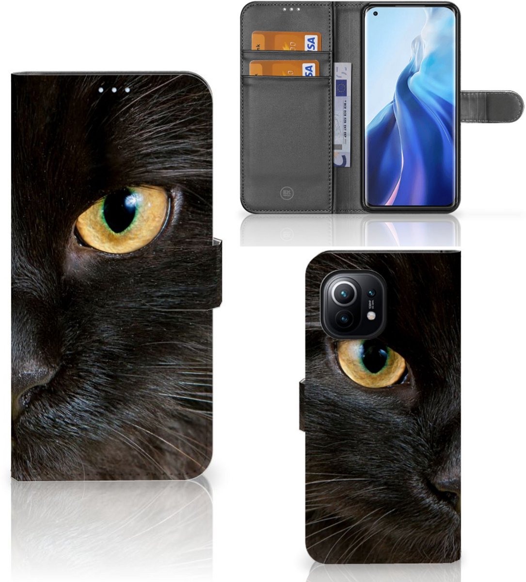 Xiaomi Mi 11 Telefoonhoesje met Pasjes Zwarte Kat