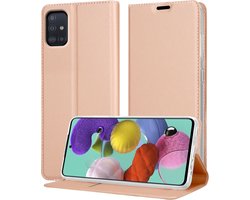 Cadorabo Hoesje geschikt voor Samsung Galaxy A51 5G in CLASSY ROSE GOUD - Beschermhoes met magnetische sluiting, standfunctie en kaartvakje Book Case Cover Etui