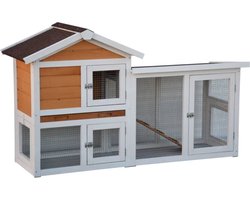 @Pet - @Pet - @Pet - Konijnenhok - Queensland - 147x53x85 - cm - wit - en - bruin
