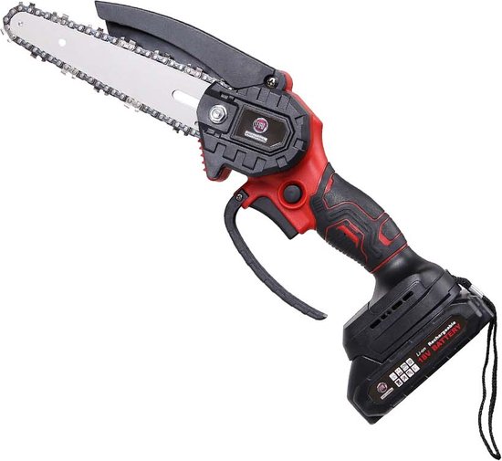 KATSU FIT-BAT 21V Accu-kettingzaag 15,5 cm met extra ketting en handmatige oliepomp, voor tuinboomtakken, snoeien van hout, zonder batterij en oplader