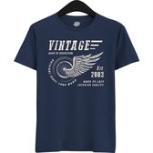 A Vintage Motorcycle Addict Est 2003 | Retro Verjaardag Motor Cadeau Shirt - T-Shirt - Unisex - Navy Blue - Maat S