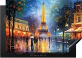 KitchenYeah® Inductie beschermer 75x52 cm - Steden - Parijs - Eiffeltoren - Kunst - Kookplaataccessoires - Afdekplaat voor kookplaat - Inductiebeschermer - Inductiemat - Inductieplaat mat