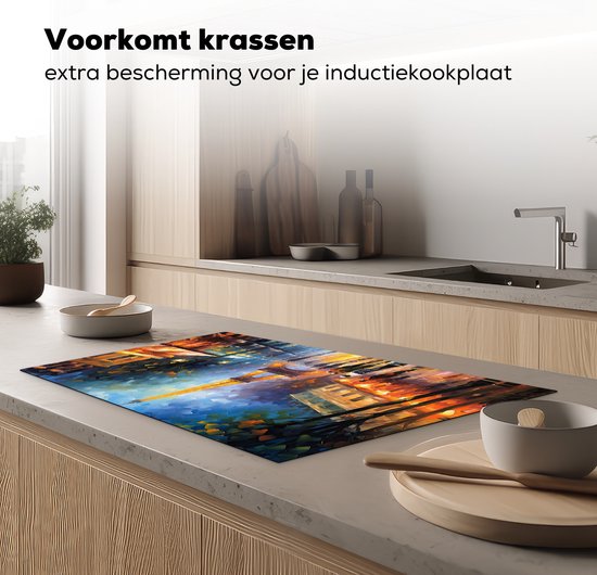 KitchenYeah® Inductie beschermer 83x51.5 cm - Steden - Parijs - Eiffeltoren - Kunst - Kookplaataccessoires - Afdekplaat voor kookplaat - Inductiebeschermer - Inductiemat - Inductieplaat mat