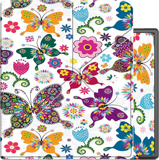 Hoesje Geschikt voor Kobo Elipsa 2E Hoesje Luxe Bescherm Case Trifold - Hoes Geschikt voor Kobo Elipsa 2E Hoes Book Cover - Vlinders van Hoesje  — afbeelding 4