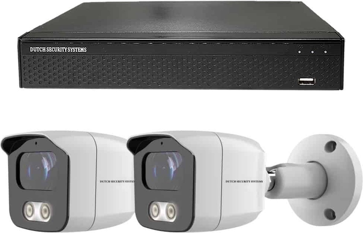 Camerabeveiliging 2K QHD - Sony 5MP - Set 2x Bullet - Wit - Buiten & Binnen - Met Nachtzicht - Incl. Recorder & App