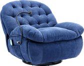 Merax 360° Draaibare Stoel - Massage- en Warmtestoel - Draaibaar Fauteuil met Verwarming - Relaxstoel - Blauw