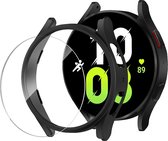 Coque + Protecteur d'écran Convient pour Samsung Watch 5 / 4 40mm - Tempered Glass - Coque Extreme Shock Zwart