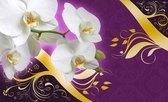 Fotobehang - Vlies Behang - Luxe Patroon met Orchidee - Bloemen - Kunst - 254 x 184 cm