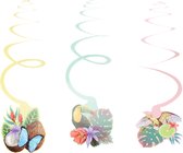 Swirls met hanger Tropisch Zomer Thema - Decoratiespiralen - Slinger - 6 Stuks - 60 cm - Dubbelzijdig