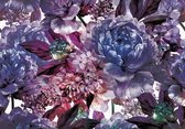 Fotobehang - Vlies Behang - Violet Pioenrozen - Paarse Bloemenkunst - 368 x 254 cm