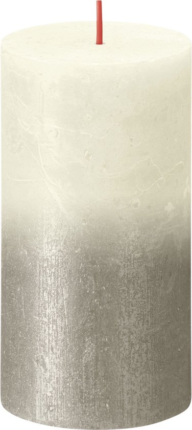 Bougie bloc métallique décoloration rustique 130/ 68 Champagne perle douce