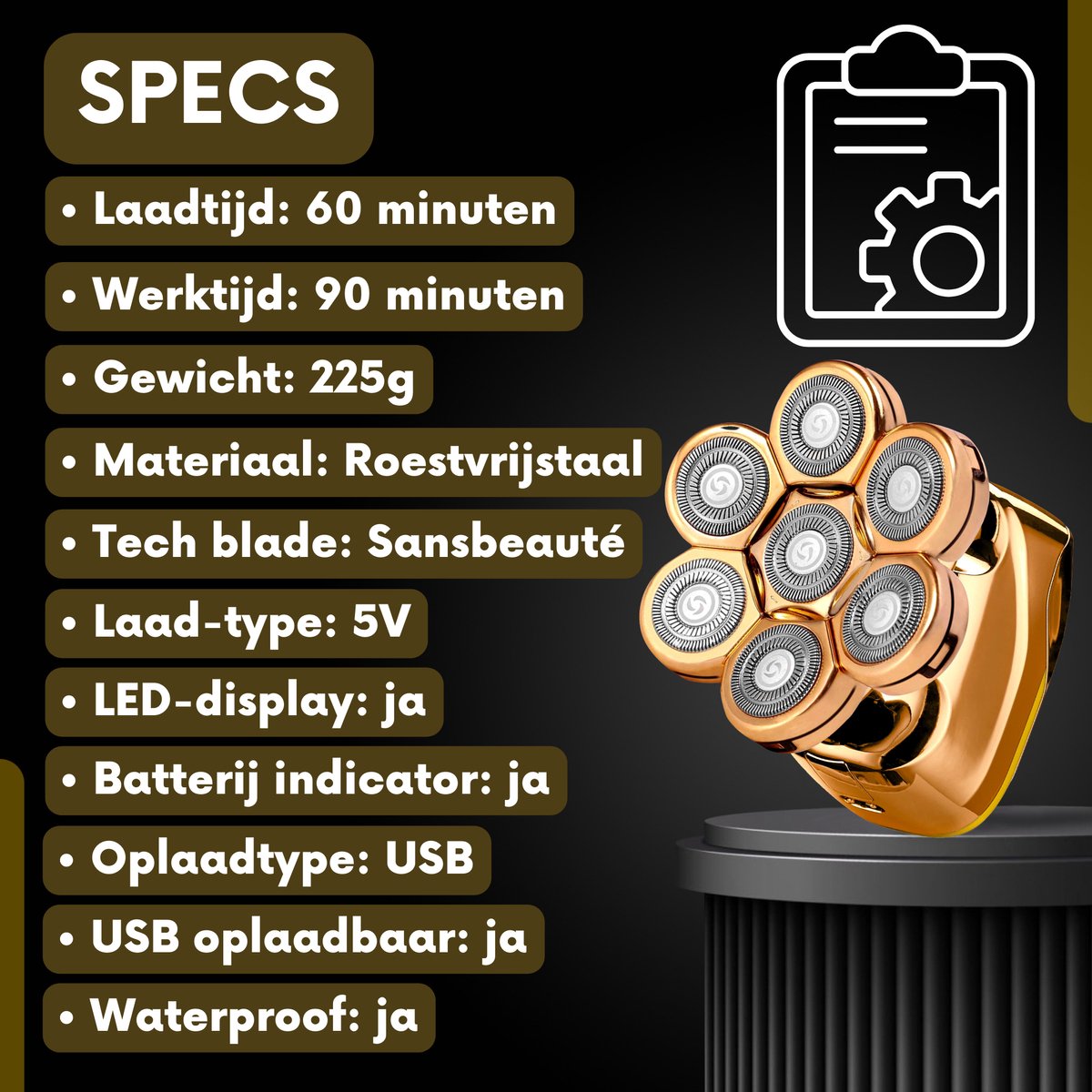 RD Commerce SkullSharp V2 Scheerapparaat 6-in-1 Elektrisch - afbeelding 2