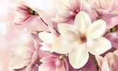 Fotobehang - Vlies Behang - Magnolia Bloem - Magnolia's - Roze - 208 x 146 cm
