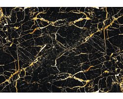 Fotobehang - Vlies Behang - Marmer in Zwart en Goud - 368 x 254 cm