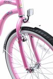 Vélo d'enfant rose avec jantes blanches, décorations et logo 'Bike & Star'.