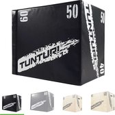 Tunturi Plyo Box Voor Krachttraining - Houten fitnesskist met soft cover gemaakt van EVA materiaal - Jumpbox 40/50/60cm - Incl. gratis fitnessapp