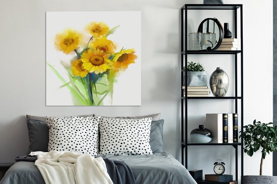 Tableau Peinture à l'Huile - Tournesols - Couleurs - 90x90 cm - Décoration murale