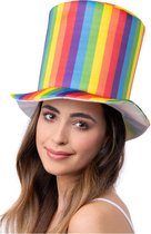 Smiffy's - Grappig & Fout Kostuum - High Stripe Pride Hoed Regenboog - Multicolor - Carnavalskleding - Verkleedkleding