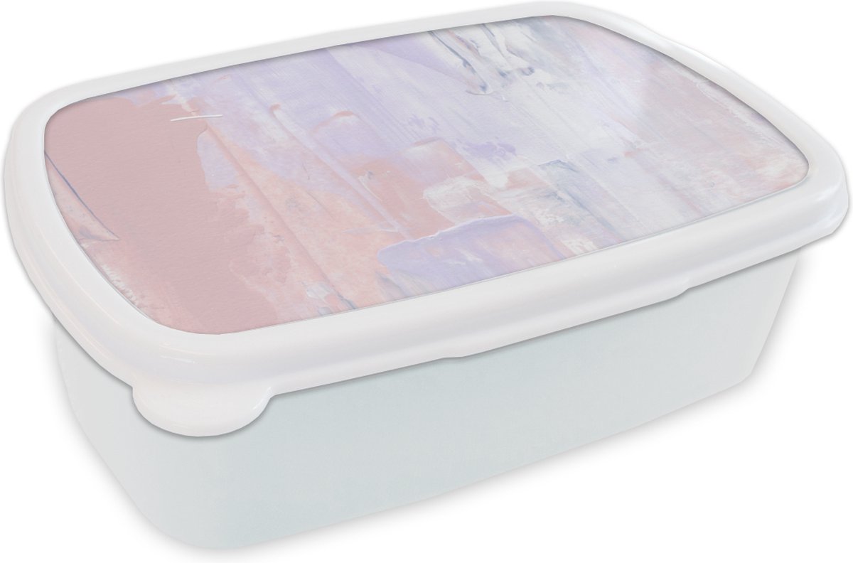 Broodtrommel Wit - Lunchbox - Brooddoos - Verf - Pastel - Design - 18x12x6 cm - Volwassenen