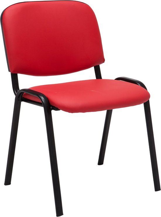 bezoekersstoel - Rood - kunstleer - stoel - vergadertafel - kunstleer - Zithoogte: 44 cm