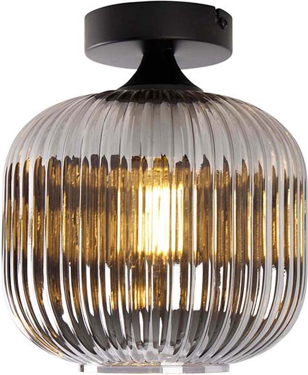 QAZQA karel - Art Deco Dimbare LED Smart Plafondlamp incl. wifi met Dimmer - 1 lichts - Ø 20 cm - Zwart - Woonkamer | Slaapkamer | Keuken thumbnail 3