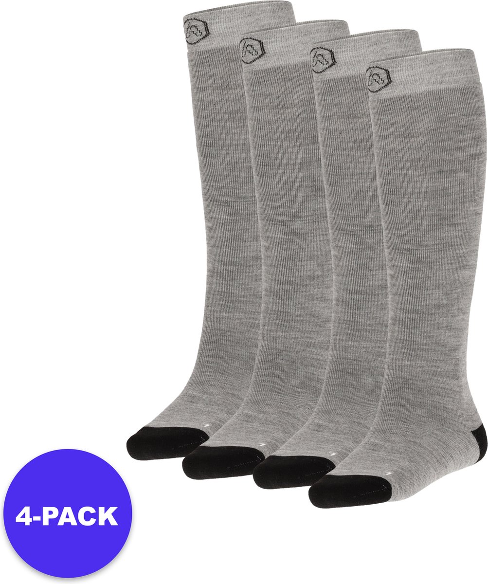 Apollo Sports Skisokken Unisex Badstof zool – 46/48 4-Pack Voordeelpakket Grijs