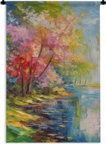 Wandkleed - Wanddoek - Olieverf - Landschap - Natuur - Kleurrijk - 90x135 cm - Wandtapijt